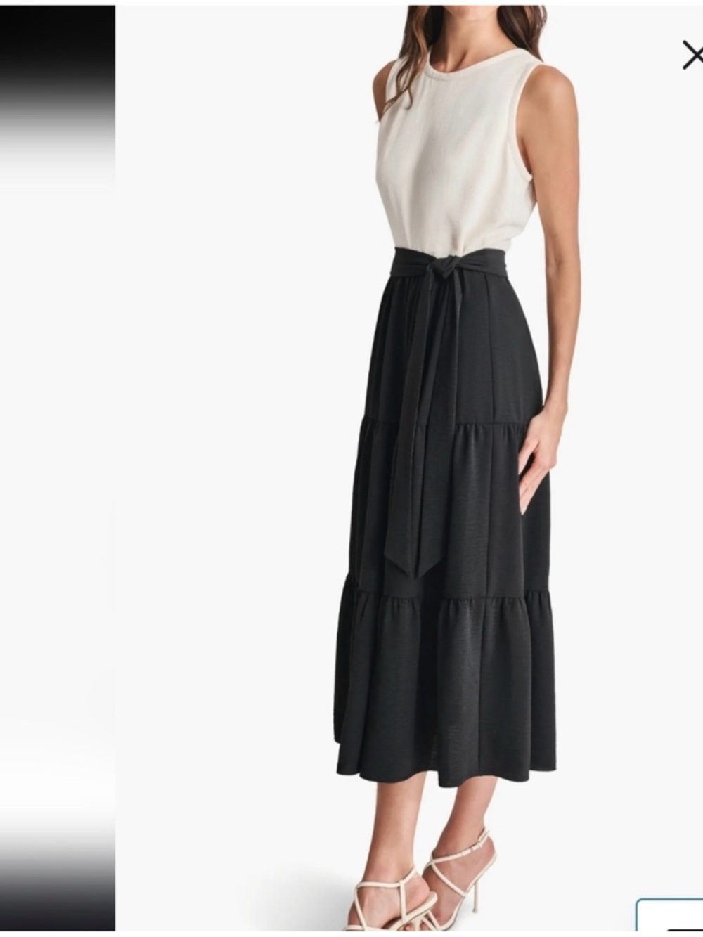 Dkny Black Tiered Maxi Dress with Self-Tie Waist